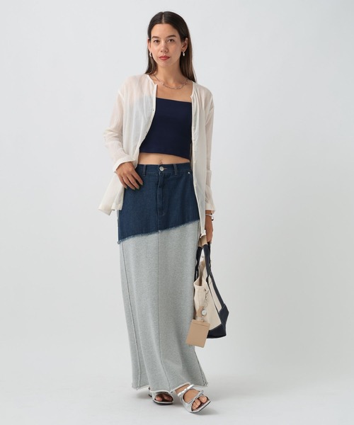 BAYFLOW(ベイフロー)の「コットンシアーカーディガン(カーディガン/ボレロ・レディース・キャメル/ネイビー/オフホワイト・FREE)」の5枚目の写真