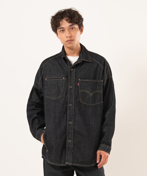 美品✨真っ黒◎L リーバイス デニムジャケット ドーナツボタン ポケ付き LEVI'S ブラックデニム デニムジャケット 3rd タイプ サークルR