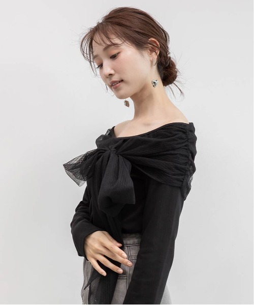 RANDA(ランダ)の「チュールリボンドッキングトップス(Tシャツ/カットソー・レディース・ブラック/ブルー・FREE)」の20枚目の写真