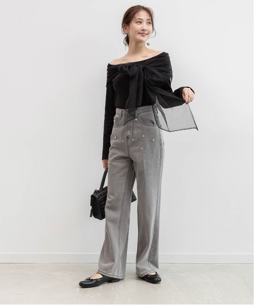 RANDA(ランダ)の「チュールリボンドッキングトップス(Tシャツ/カットソー・レディース・ブラック/ブルー・FREE)」の22枚目の写真