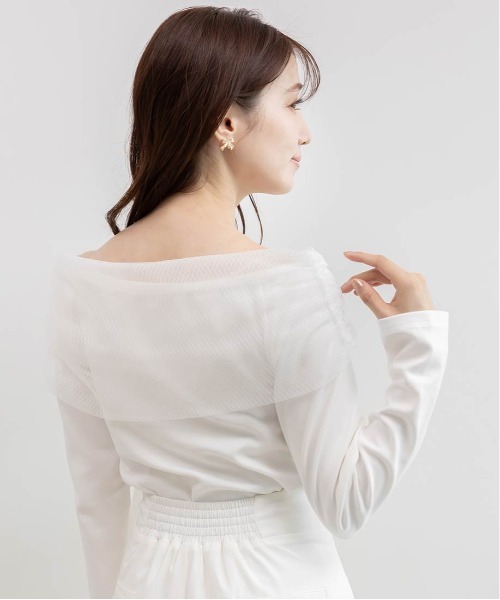 RANDA(ランダ)の「チュールリボンドッキングトップス(Tシャツ/カットソー・レディース・ブラック/ブルー・FREE)」の4枚目の写真