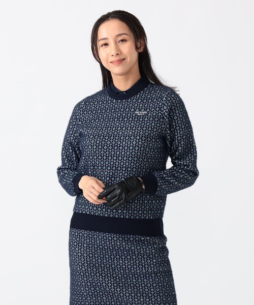 BEAMS GOLF ビームスゴルフ 毛100% ウールニットドット柄ブラック BEAMS GOLF ビームスゴルフ 毛100% ウールニットドット柄ブラック