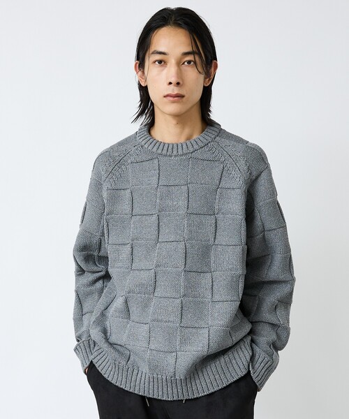 FORTUNA HOMME（フォルトゥナオム）の「【FORTUNA/フォルトゥナ】ECOTEC-Knit/編み込み風ニットプルオーバー/ユニセックス【WEB限定】（ニット/セーター・メンズ・ライトベージュ/ライトグレー/ブラック・M/L）」の22枚目の写真