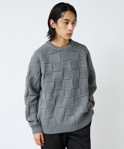 FORTUNA HOMME（フォルトゥナオム）の「【FORTUNA/フォルトゥナ】ECOTEC-Knit/編み込み風ニットプルオーバー/ユニセックス【WEB限定】（ニット/セーター・メンズ・ライトベージュ/ライトグレー/ブラック・M/L）」の21枚目の写真