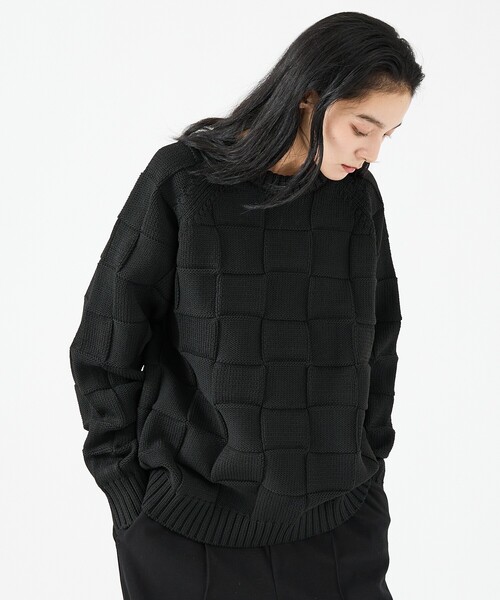 FORTUNA HOMME（フォルトゥナオム）の「【FORTUNA/フォルトゥナ】ECOTEC-Knit/編み込み風ニットプルオーバー/ユニセックス【WEB限定】（ニット/セーター・メンズ・ライトベージュ/ライトグレー/ブラック・M/L）」の18枚目の写真