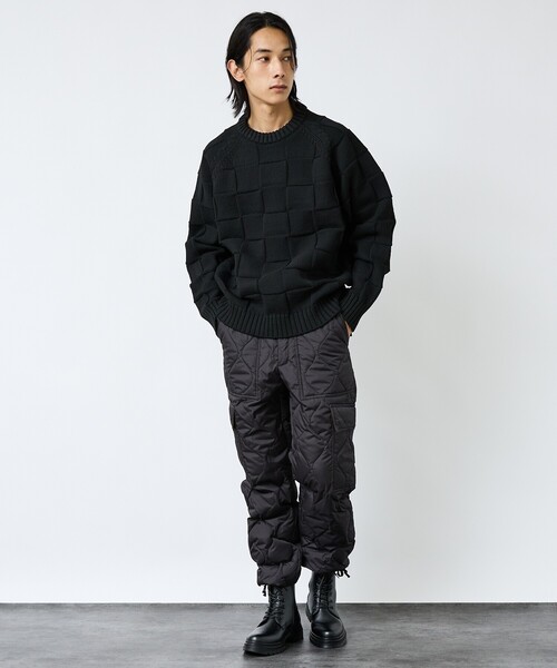 FORTUNA HOMME（フォルトゥナオム）の「【FORTUNA/フォルトゥナ】ECOTEC-Knit/編み込み風ニットプルオーバー/ユニセックス【WEB限定】（ニット/セーター・メンズ・ライトベージュ/ライトグレー/ブラック・M/L）」の17枚目の写真