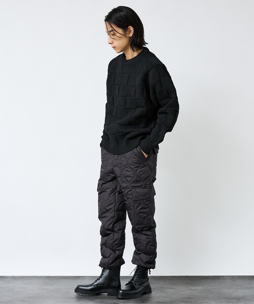 FORTUNA HOMME（フォルトゥナオム）の「【FORTUNA/フォルトゥナ】ECOTEC-Knit/編み込み風ニットプルオーバー/ユニセックス【WEB限定】（ニット/セーター・メンズ・ライトベージュ/ライトグレー/ブラック・M/L）」の16枚目の写真