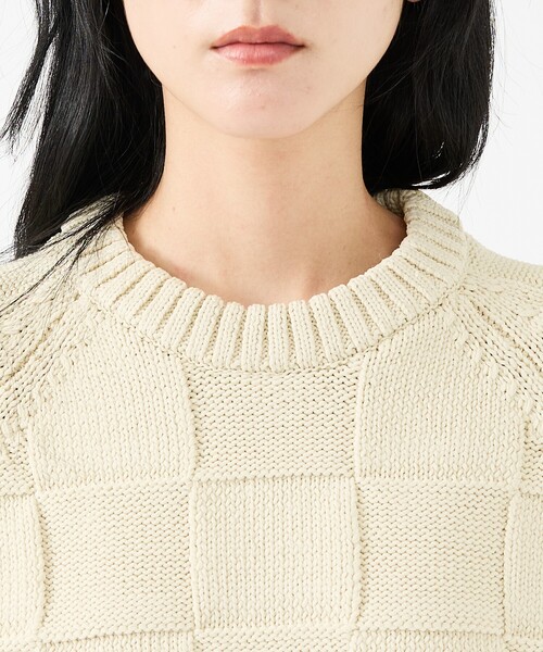 FORTUNA HOMME（フォルトゥナオム）の「【FORTUNA/フォルトゥナ】ECOTEC-Knit/編み込み風ニットプルオーバー/ユニセックス【WEB限定】（ニット/セーター・メンズ・ライトベージュ/ライトグレー/ブラック・M/L）」の9枚目の写真