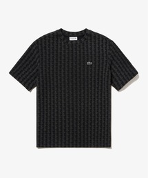 LACOSTE（ラコステ）の「インディゴ鹿の子地 モノグラム半袖Tシャツ（Tシャツ/カットソー）」