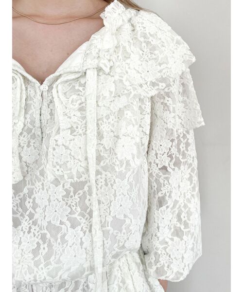 Ungrid(アングリッド)の「フリルデザインロンパース(つなぎ/オールインワン・レディース・オフホワイト/ブラック/ブルー・FREE)」の7枚目の写真