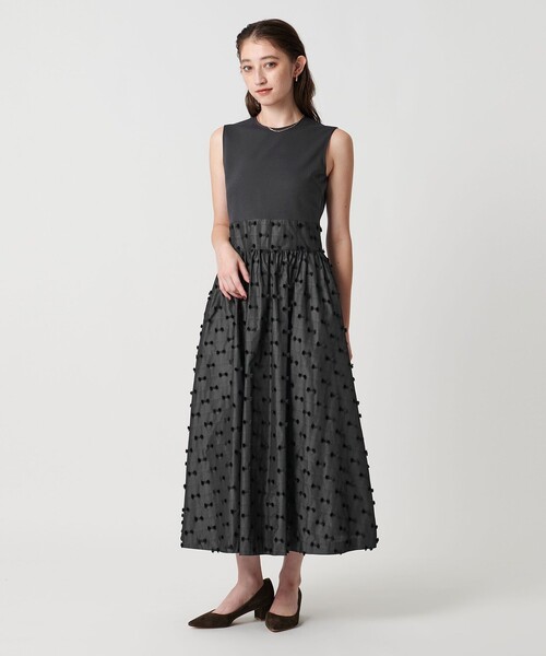 【win】UNITED ARROWS リボン カットジャカード ワンピース リボン カットジャガード コンビ ワンピース ‐ウォッシャブル‐