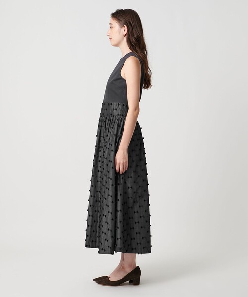 リボン カットジャガード コンビ ワンピース ‐ウォッシャブル