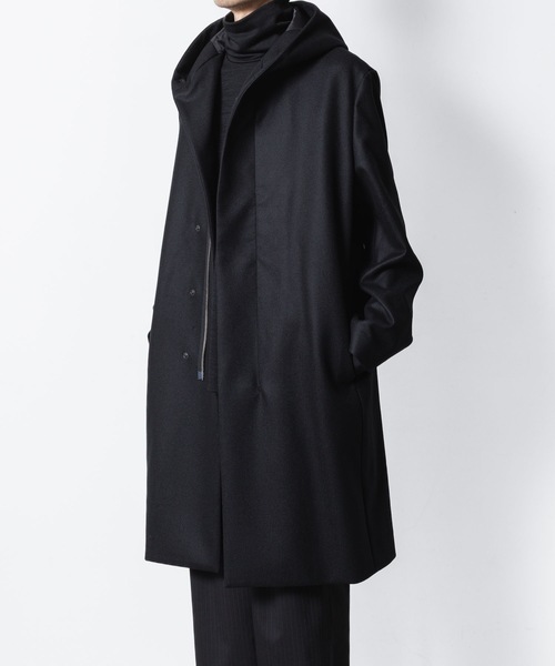ATTACHMENT（アタッチメント）の「【 LIMITED 】2/90 スーパー120S メルトン ジップアップ フーデッドコート / 2/90 SUPER120S MALTON ZIPUP HOODED COAT（その他アウター・メンズ・ブラック/ダークグレー・1/3/2）」の7枚目の写真