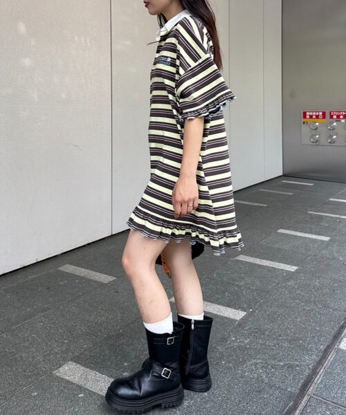 HELLO.SANFRANCISCO(ハローサンフランシスコ)の「【HELLO.SANFRANCISCO/ハローサンフランシスコ】ロゴ刺繍ラガーシャツチュニック(チュニック・レディース・ピンク/ブラウン/イエロー・ONE SIZE)」の16枚目の写真