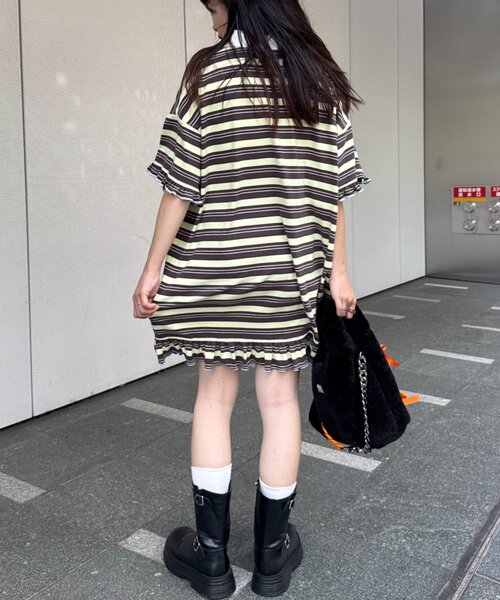 HELLO.SANFRANCISCO(ハローサンフランシスコ)の「【HELLO.SANFRANCISCO/ハローサンフランシスコ】ロゴ刺繍ラガーシャツチュニック(チュニック・レディース・ピンク/ブラウン/イエロー・ONE SIZE)」の18枚目の写真