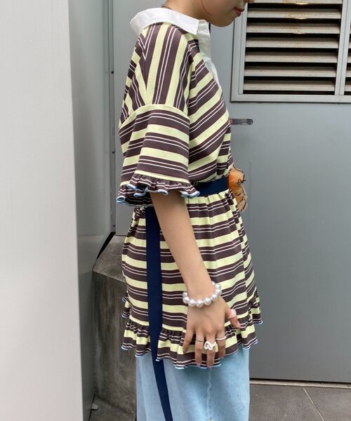 HELLO.SANFRANCISCO(ハローサンフランシスコ)の「【HELLO.SANFRANCISCO/ハローサンフランシスコ】ロゴ刺繍ラガーシャツチュニック(チュニック・レディース・ピンク/ブラウン/イエロー・ONE SIZE)」の20枚目の写真