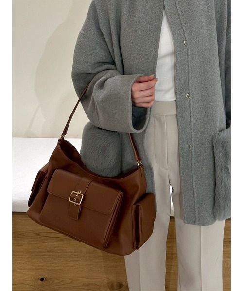 Mila Owen（ミラオーウェン）の「ポケット付きショルダーバッグ（ショルダーバッグ・レディース・キャメル/イエロー/ブラック・F）」の3枚目の写真