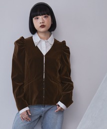 ss2347 美品 ランチェッティ ベロア ノーカラージャケット 黒 42 ノーカラージャケット（レディース）の通販｜BAYCREW'S STORE