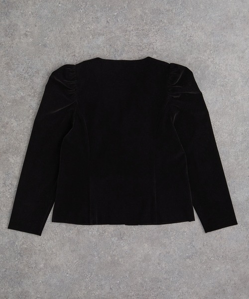 パフスリーブベロアジャケット（ノーカラージャケット）｜ELUNIS