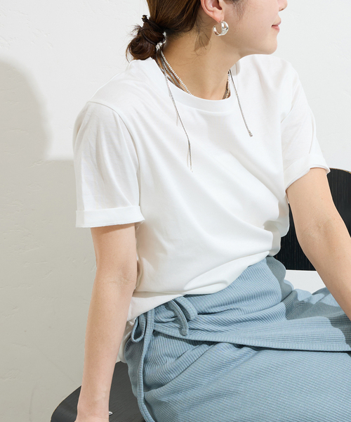 JOURNAL STANDARD（ジャーナルスタンダード）の「《追加4》汗ジミ防止ナノシアハーフスリーブT（Tシャツ/カットソー・レディース・レッド/ホワイト/ライトグレー/ブラック・FREE）」の7枚目の写真