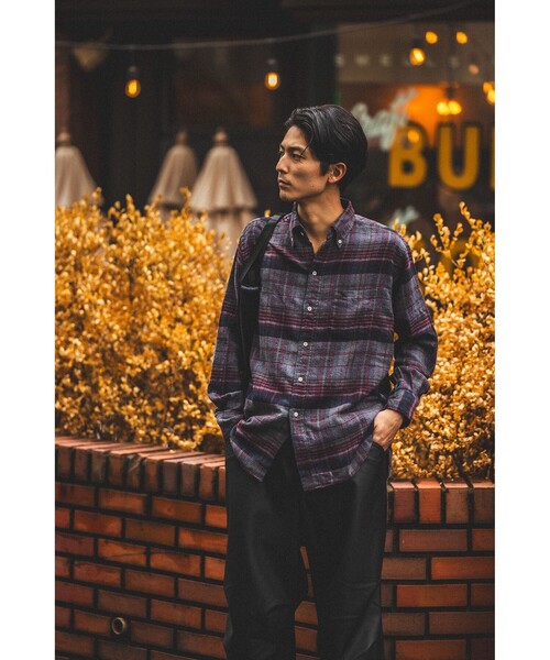 BEAMS PLUS(ビームスプラス)の「インディアン ネルチェック オーバーダイ ボタンダウン シャツ クラシック フィット(シャツ/ブラウス・メンズ・グリーン/レッド/ブルー・S/L/M)」の3枚目の写真