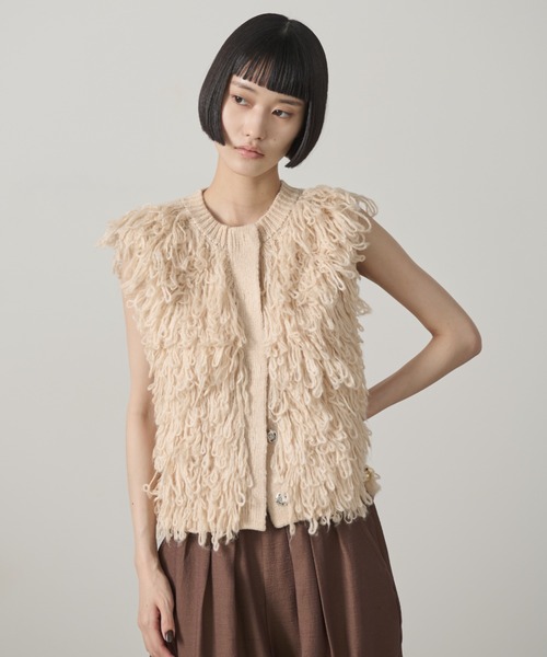 COOHEM フリンジ ベージュ ベスト ループフリンジニットベスト（ベスト）｜AIC.（エーアイシー）の