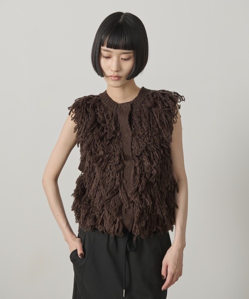 AIC.（エーアイシー）の「ループフリンジニットベスト（ベスト・レディース・ピンクベージュ/ブラウン・FREE）」の8枚目の写真