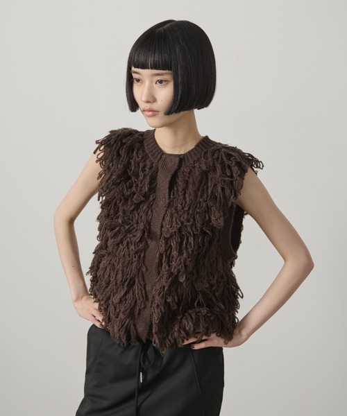 AIC.（エーアイシー）の「ループフリンジニットベスト（ベスト・レディース・ピンクベージュ/ブラウン・FREE）」の12枚目の写真