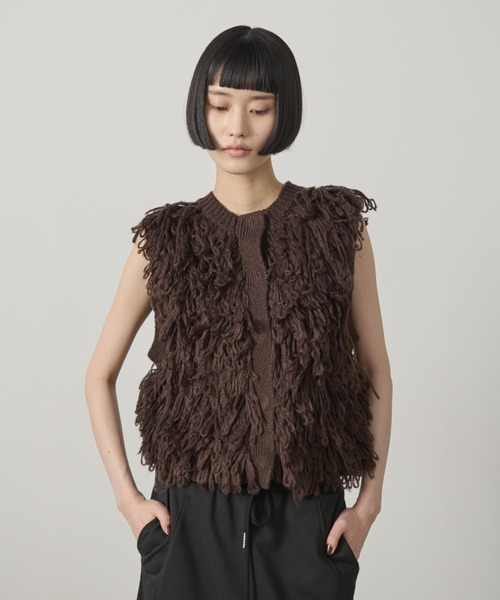 AIC.（エーアイシー）の「ループフリンジニットベスト（ベスト・レディース・ピンクベージュ/ブラウン・FREE）」の10枚目の写真
