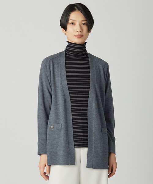 J.PRESS(ジェイプレス)の「KNIT BASIC ロング カーディガン(カーディガン/ボレロ・レディース・ネイビー系/ダークブラウン系/ベージュ系/ライトグレー系・T15/T13)」の1枚目の写真