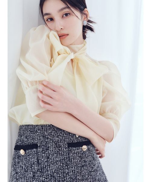 リリーブラウン ♡ ラグランオーガンザボウタイブラウス DOT LILY BROWN｜ラグランオーガンザボウタイブラウス | Rakuten
