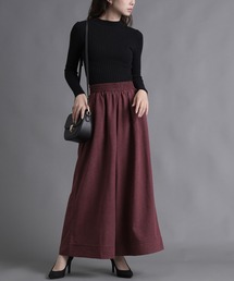 リネンパンツ♡ 赤 カラーパンツ ガウチョパンツ フレア 上品 ブーツに◎ M リネンパンツ♡ 赤 カラーパンツ ガウチョパンツ フレア 上品