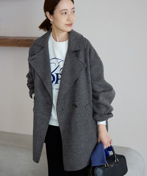 souple wool ダブルフェイスミドルコート（ピーコート）｜SLOBE IENA