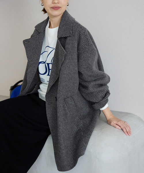 souple wool ダブルフェイスミドルコート（ピーコート）｜SLOBE IENA