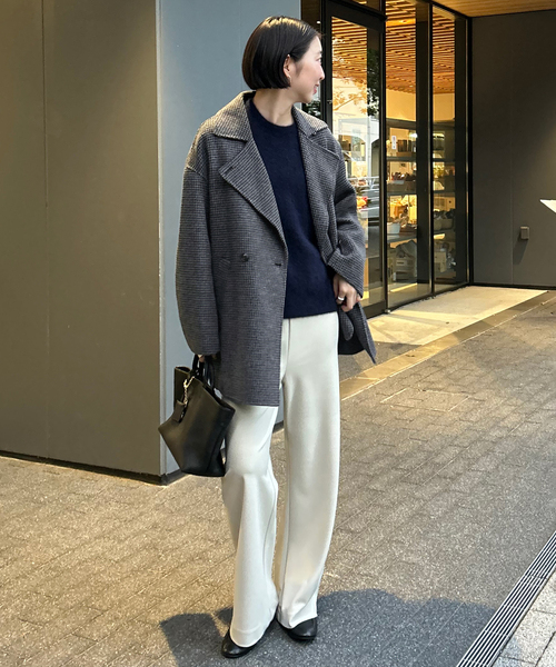 CLOTH&CROSS ダブルフェイスミドルコート SLOBE IENA ピーコート pコート souple wool ダブルフェイスミドル