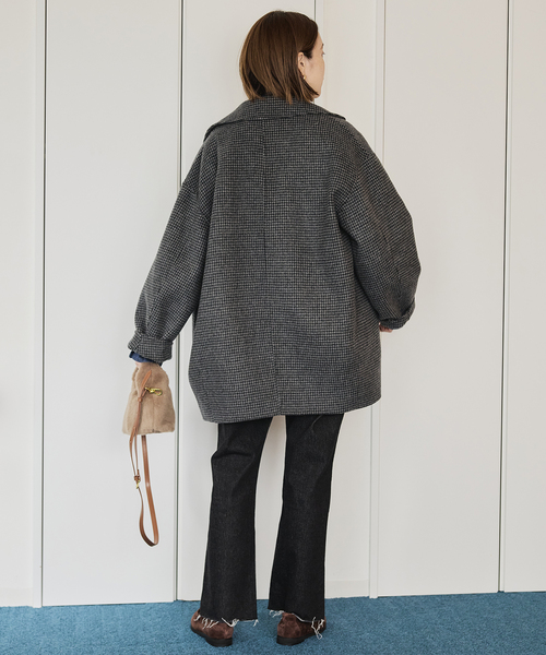 souple wool ダブルフェイスミドルコート（ピーコート）｜SLOBE IENA