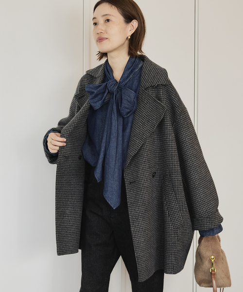 souple wool ダブルフェイスミドルコート（ピーコート）｜SLOBE IENA