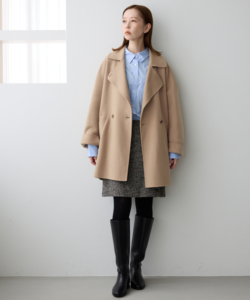 SLOBE IENA グレー ウール ピーコート SLOBE IENA ピーコート pコート souple wool ダブルフェイス