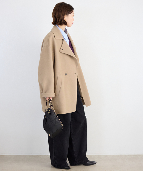 souple wool ダブルフェイスミドルコート（ピーコート）｜SLOBE IENA