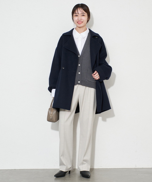 souple wool ダブルフェイスミドルコート（ピーコート）｜SLOBE