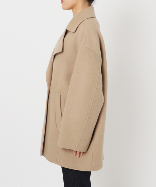 souple wool ダブルフェイスミドルコート（ピーコート）｜SLOBE