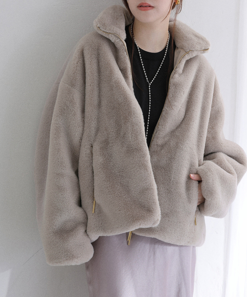 La TOTALITE（ラトータリテ）の「TATRAS/タトラス BARBRA ファーブルゾン（その他アウター・レディース・チャコールグレー/ブラウン/ピンク・38/36）」の7枚目の写真