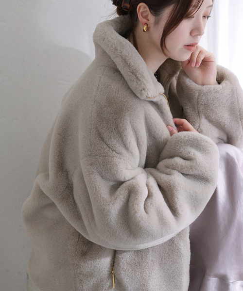 La TOTALITE（ラトータリテ）の「TATRAS/タトラス BARBRA ファーブルゾン（その他アウター・レディース・チャコールグレー/ブラウン/ピンク・38/36）」の9枚目の写真