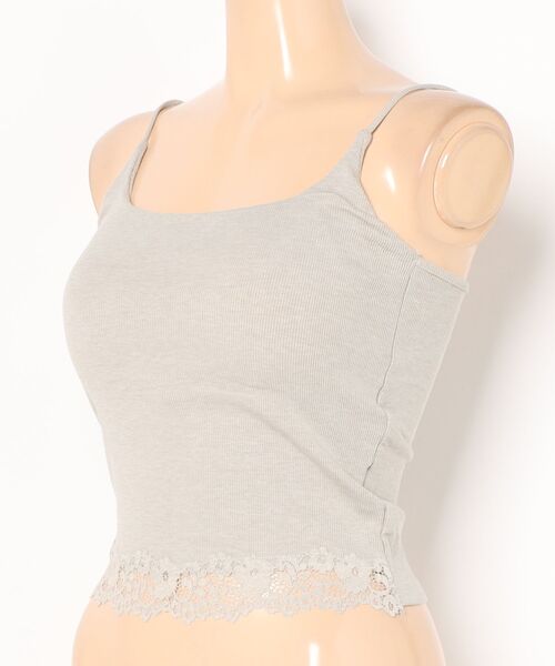 Lace Ladies(レースレディース)の「裾レース カップ付き コンパクト リブ キャミソール(キャミソール・レディース・ミント/グレー/ブラック/アイボリー・FREE)」の5枚目の写真
