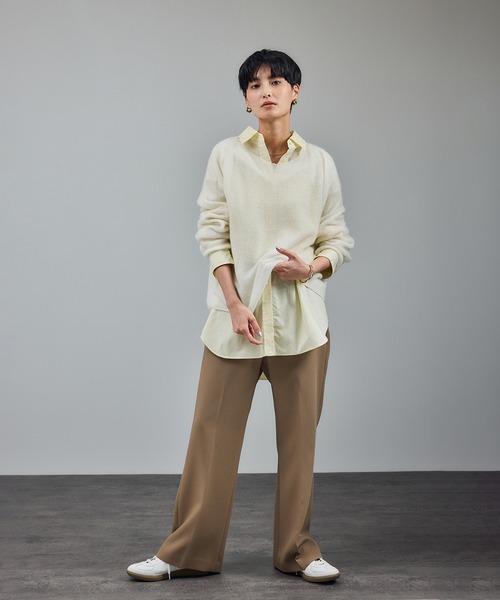 SALON adam et rope'（サロン アダム エ ロペ）の「シアーアルパカウールニットプルオーバー（ニット/セーター・レディース・ブラック/グレー/オフホワイト/サックスブルー・FREE）」の7枚目の写真