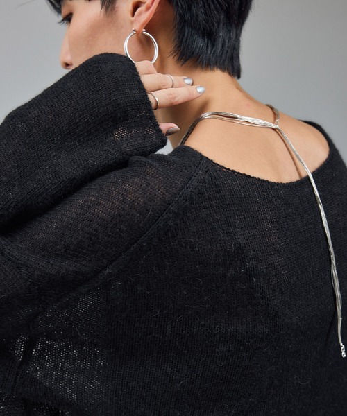 SALON adam et rope'（サロン アダム エ ロペ）の「シアーアルパカウールニットプルオーバー（ニット/セーター・レディース・ブラック/グレー/オフホワイト/サックスブルー・FREE）」の10枚目の写真