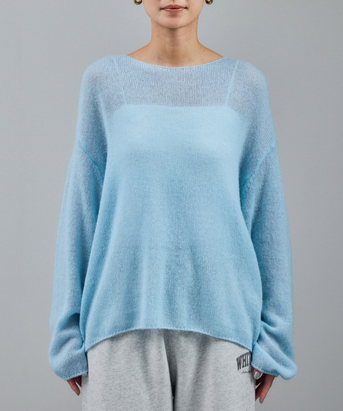 SALON adam et rope'（サロン アダム エ ロペ）の「シアーアルパカウールニットプルオーバー（ニット/セーター・レディース・ブラック/グレー/オフホワイト/サックスブルー・FREE）」の21枚目の写真
