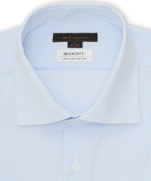 m.f.editorial（エムエフエディトリアル）の「【綿100% ノンアイロン】m.f.エディトリアル メンズ ワイドカラー ビジネスドレス長袖シャツ（ビジネスシャツ・メンズ・サックスブルー・首回り39cm-裄丈84cm/首回り39cm-裄丈80cm/首回り43cm-裄丈86cm/首回り43cm-裄丈82cm/首回り41cm-裄丈86cm/首回り41cm-裄丈82cm）」の8枚目の写真