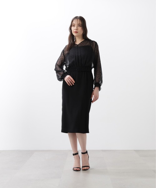 PINKY&DIANNE(ピンキーアンドダイアン)の「【URBAN PRECIOUS 】オパールコンビタイトワンピース(ワンピース・レディース・ブラック/ピンク・38/36)」の4枚目の写真