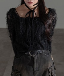 apres jour mignon（アプレジュールミニョン）の「タイ付きレースフリルプルオーバー【ZOZOTOWN限定アイテム】（Tシャツ/カットソー）」
